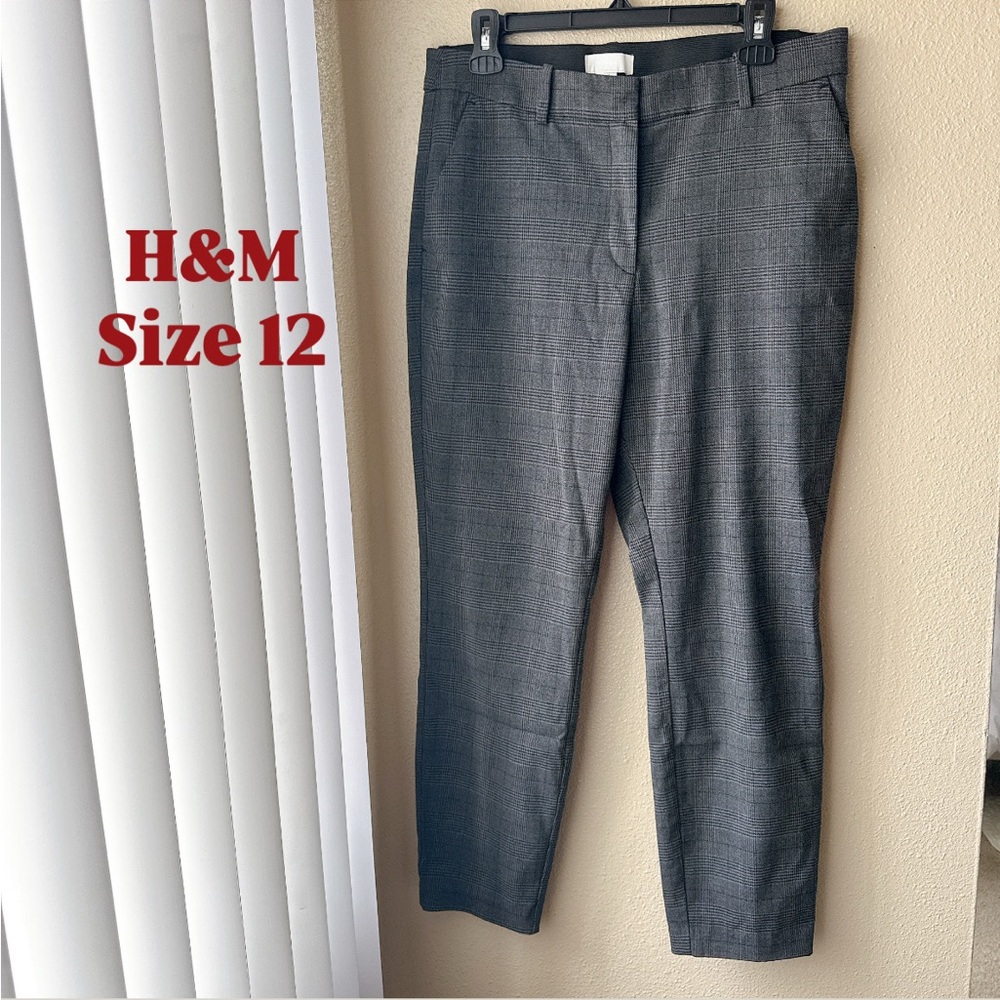 H&M Dark Gray Plaid Work Pants - Size 12